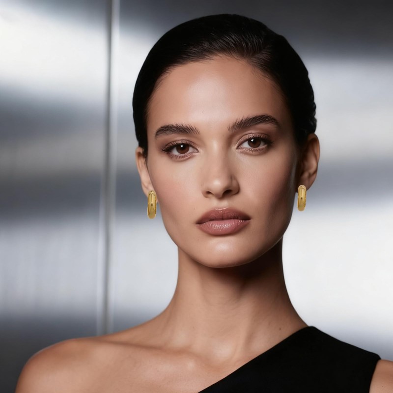 Chunky Gold Hoop Earrings for Women Trendy Chunky Chain Twisted