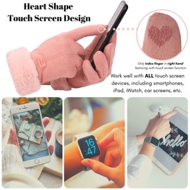 Zeltauto Women's Touch Screen Gloves Full Finger Plush Lining (Pink)(Size: M)