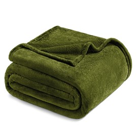 Exclusivo Mezcla Fleece Blanket for Bed, Super Soft and Warm Olive Green Twin Size Blankets, All Season Use, Cozy, Plush, Lightweight, 60x80 Inches