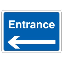 V Safety Entrance - Blue Arrow Left 210 x 297 mm (A4) - 3mm Aluminium Composite Safety Sign