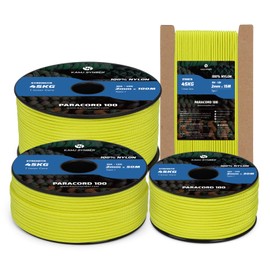 Kamu Synber 2mm Paracord 15M 100% Nylon Rope 1 Strand Type I Parachute Cord for Crafting, Outdoor, DIY, Camping | Support 45kg | Neon Yellow