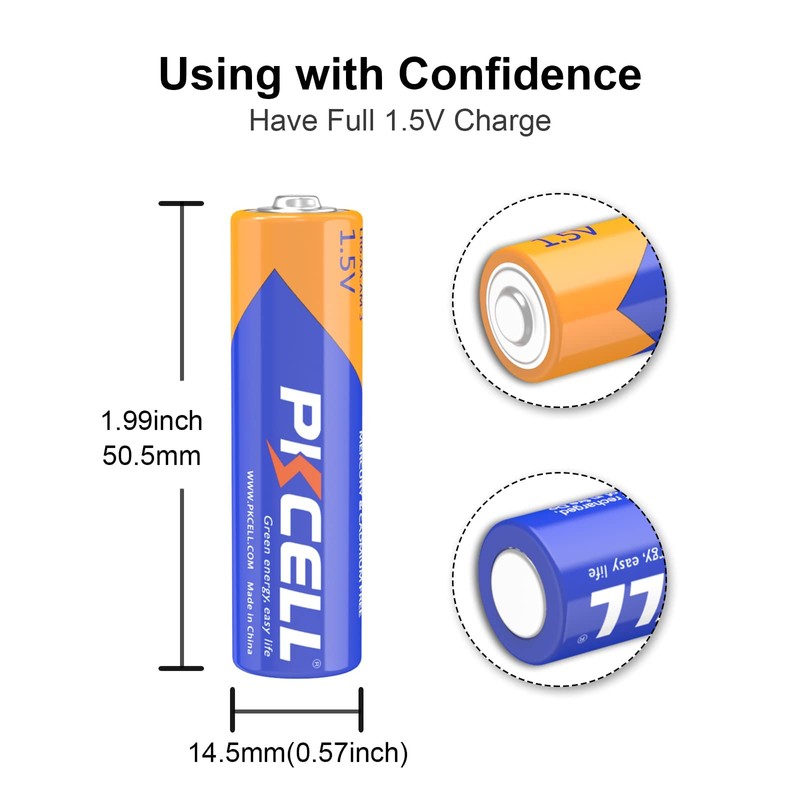 PKCELL AA LR06 Batteries,1.5V High Performance Disposable 12 Pack Double