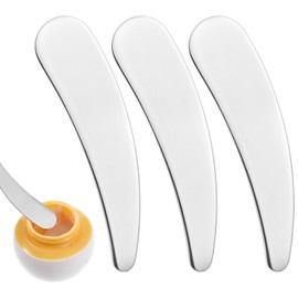 LLOUSSAK 3 spatole cosmetiche, in acciaio inox, curvo per make-up, mini spatole per cosmetici, cucchiai per crema e crema idratante