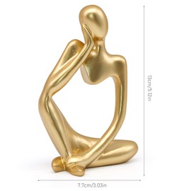 JLNGTHONG Home Decor Thinker Statue Ornaments, Modern Abstract Art Sculpture, Resin Collectible Figurines For Home Living Room, Bathroom Decorative Home Accessories - Gold Colour