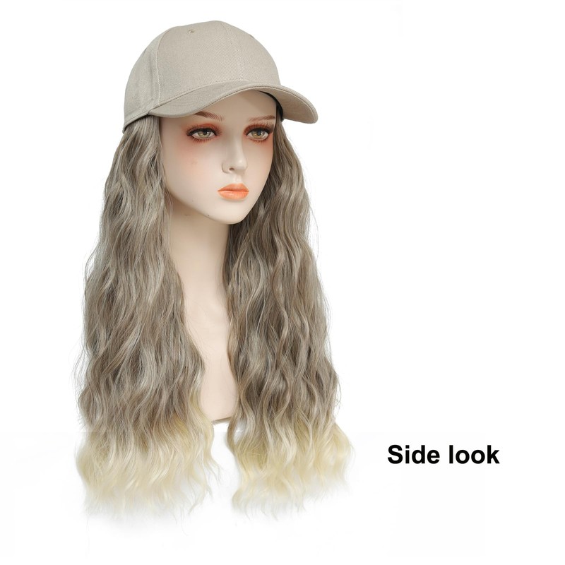 AliRobam Synthetic Wig Hat with Natural Wave hair Extensions attached
