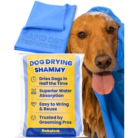 rubyloo Shammy Dog Towels for Drying Dogs Large - 34" x 26" Ultra Absorbent Technology Dries Dogs 2X Faster - Easy to Wring Out & Reuse - Compact for Bath, Swim, Rain, Travel, Cooling - 1 Pack