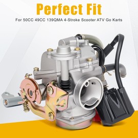 GY6 50cc Carburetor for 49cc 50cc Scooter Moped, 139QMB 4-Stroke Carburetor with Intake Manifold, Compatible with PD18J Engine