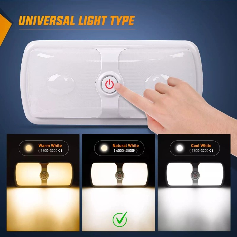 Nilight RV Interior Ceiling White LED Lights (Pair)