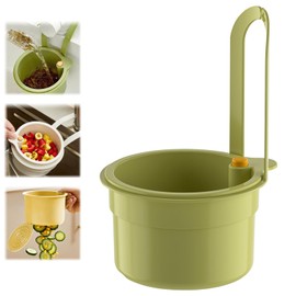Kitchen Sink Drain Strainer Basket, Hanging Multi-Purpose Kitchen Sink Strainer Draining Basket, Self-Cleaning Press to Open The Food Waste Trash Catcher Basket Garbage Leftovers, Green