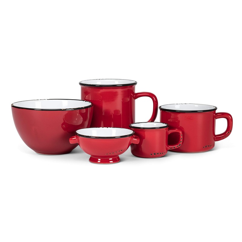 Abbott Collection Enamel Look Stoneware Cappucino Cup, Red