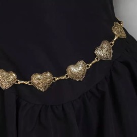 Western Equestrian Antique GOLD HEART CONCHO CHAIN BELT