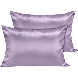 Moonlight Bedding Lavender Satin Pillowcases 2 Pack – Soft & Smooth Feels Like Silk Pillowcases for Hair and Skin Care