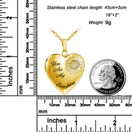 YOUFENG You are My Sunshine Necklace Sunflower Locket Necklace that Holds Pictures Heart Locket Pendant Gifts for Her (Gold Sunflower locket)