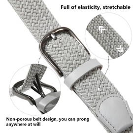 AWAYTR Boys Elastic Braided Belt - Pin Buckle Stretch Golf Baseball Belt for Boys and Girls Aged 4-12 Years (Black+Gray)