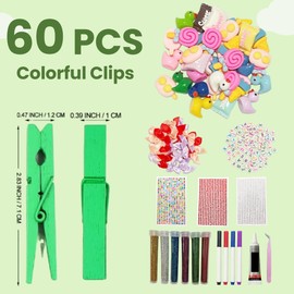 60 Pieces Cheer Pin Spirit Clip Wooden Cheer Colorful Clothes Pins for Backpack Ribbon Team Classroom Gift