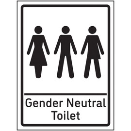 V Safety Gender Neutral Toilet Sign - 150x200mm - 1mm Rigid Plastic