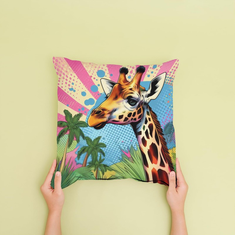 The Beach Stop Pop Art Jungle Giraffe Accent Cushion Cover