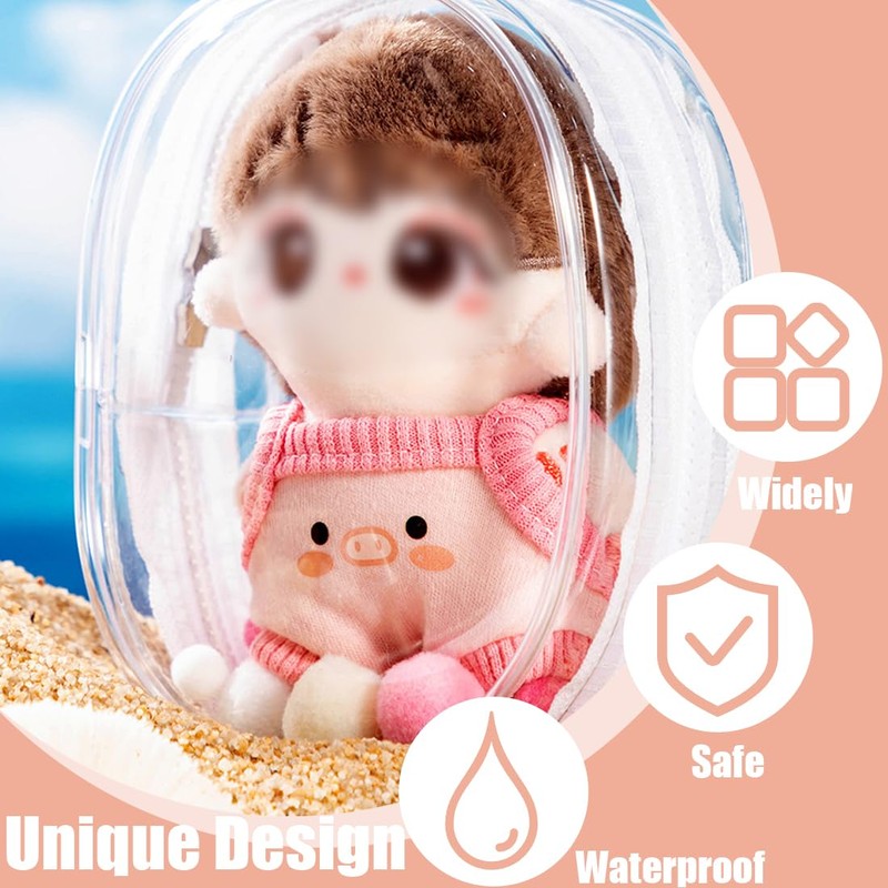 Transparent Doll Bag Protective Case with Small Soft Ball, 17