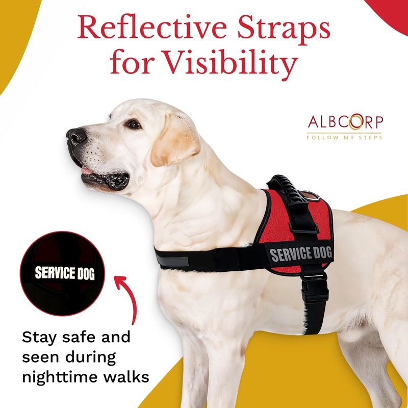 ALBCORP Service Dog Vest Harness – Reflective, No-Pull Harness with