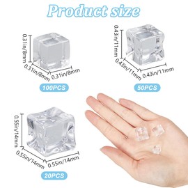 CRASPIRE 170Pcs 3 Styles Clear Plastic Cubes Transparent Gem Blocks Square Faux Ice Cubes for Fish Tank Desktop Wine Accessories Decoration Plastic Ice Cubes Handwork DIY Minihouse Accessories
