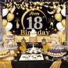 ZAHRVIA 18th Birthday Banner Black Gold, 18th Birthday Party Decorations,