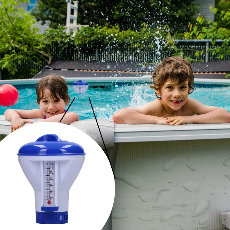 Chlorine Dosing Float with Thermometer, Chemical Dispenser Chlorine Tablets for