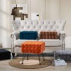 Warmaxx Teal Square Faux Fur Bubble Ottoman Soft Fuzzy Entryway