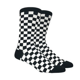 Men's Black and White Checkered Socks, Shoe Size 6-12