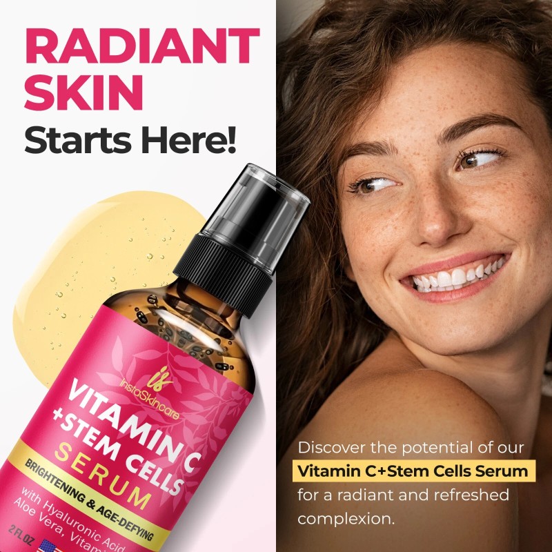 InstaSkincare Vitamina C Suero para Rostro y Ojos 2oz Células