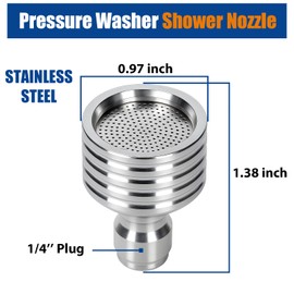 Solivede Pressure Washer Nozzle Tips Soft Wash Gun Shower Nozzle with 1/4'' Quick Connect Adapter for Pressure Washer Gun Car Washing, Tire Detailing, Garden Watering 1 Pcs