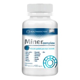 HEALTHADDICTION - Miner Complex con Minerales Quelados | Suplemento Alimenticio con Zinc, Magnesio y Calcio | Apoyo Óseo y Muscular, Función Cardiovascular, Inmunológica y Antioxidante | 60 Cápsulas