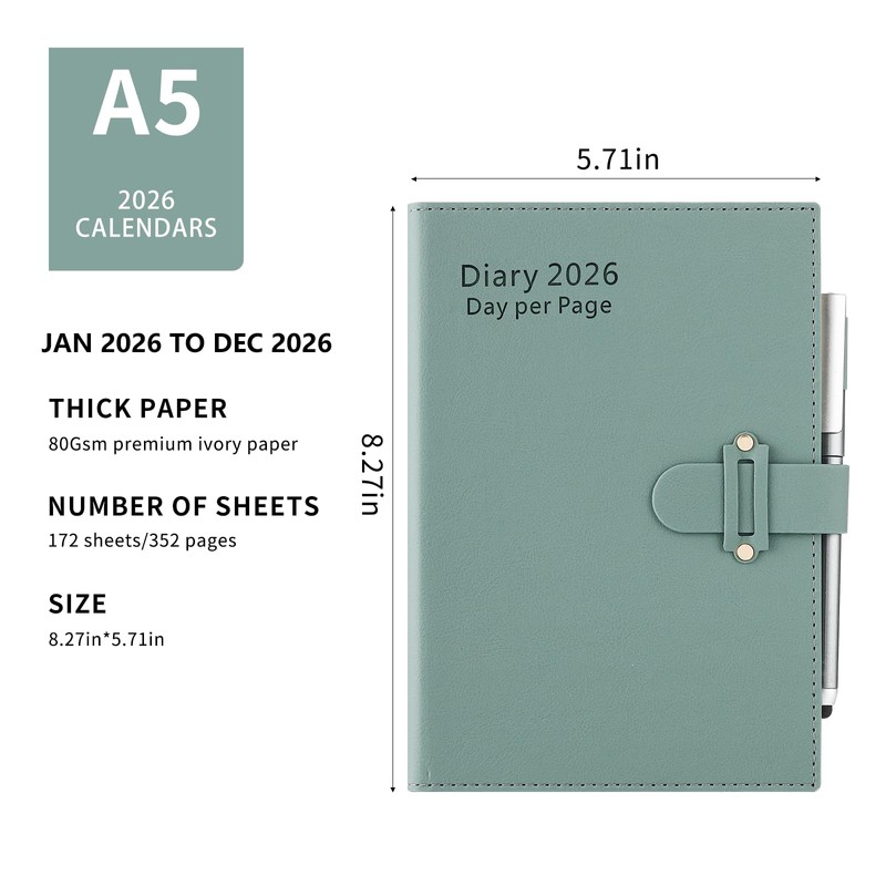 Mljtoyo 2026 Day to Page Diary A5 January 2026 to