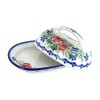 Blue Rose Polish Pottery Cherry Red Bouquet Butter Dish