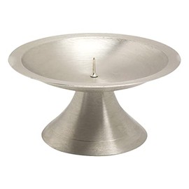 NKlaus 10725 Glass Candlestick Diameter 11 cm Brass Silver Matte Altarlight with Pin