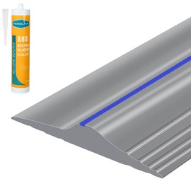 ToLanbbt 10Ft/3.05M Universal Garage Threshold Seal Strip with 300ml Black Sealants/Adhesives, Garage Door Bottom Weatherproof Strip Rubber DIY Weather Stripping Replacement (Grey-Blue Line)