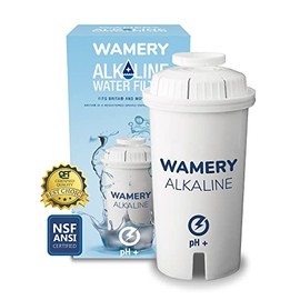 WAMERY Certified Alkaline Water Filter Replacement Fits Brita and Wamery Pitcher Cartridges Single-Pack, Increases Water pH.