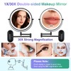 Wall Mounted Makeup Mirror with Light: 30X/1X 8.5'' Double Sided
