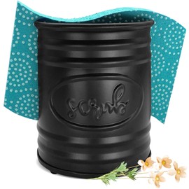 Autumn Alley Farmhouse Sponge Holder - Black Galvanized Kitchen Sponge Holder for Kitchen, Rustic Kitchen Accessories Farmhouse Style with SCRUB Label, Charm Country Kitchen Accessories Counter