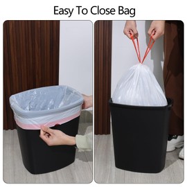 Jnktka 7 Gallon Drawstring Garbage Bag, Tear Free Medium Trash Bags, Unscented, White, 240 count