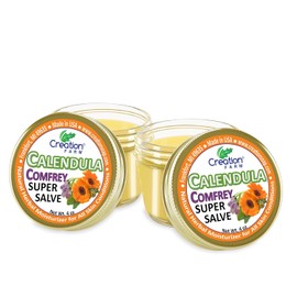 Creation Pharm Bálsamo De Caléndula Y Consuelda, 8 Oz (2 Frascos De 4 Oz), De Creation Farm. Alivia El Culito Del Bebé. Crema De Manos Para Piel Seca Y Agrietada, Tatuajes Y Barbas. Cultivado Y Elabor