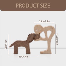 Lotsdonxia Wooden Dog and Puppy Carving Statue – Unique Handmade Craft Puppy Figurine for Creative Home Décor (Boys and Dogs)