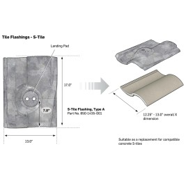 Zep Solar MINIMUM PURCHASE of 4!! Zep ZS S-Tile Solar Tile Flashing 850-1435-001 S Profile