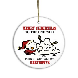 Friend Christmas Ornament | Funny Friend Snowman Christmas Ornament, Friendship Keepsake, Ornament Gift Exchange, Secret Santa, Gift for Supportive Friends (Meltdown Snowman)