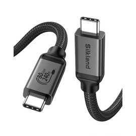 Cable Certificado Silkland USB 4 para Thunderbolt 5 de 5 pies, Cable de Datos 80 Gbps, 240 W PD3.1, 120 Gbps para Pantalla 16K/Doble 8K, Cable de Víde