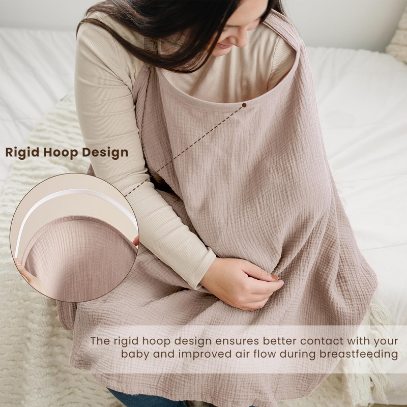 Konssy Muslin Nursing Cover for Baby Breastfeeding, Breathable 100% Cotton