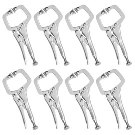 Kurtzy 13.3cm/5.23 Inches Metal Grip Locking C Clamp Pliers with Adjustable Screw and Swivel Pads (8 Pack) - Mini Easy and Quick Release Welding Pliers for Uneven Surfaces, Angles, Crafts & Hobbies