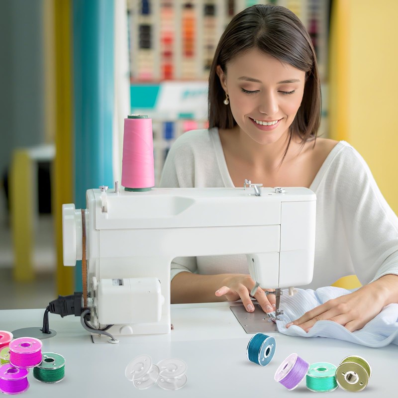 MOXYOY 25PCS Sewing Machine Bobbins, Clear Plastic Bobbins for Sewing