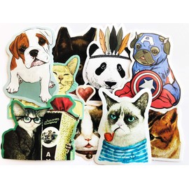 9 Watercolor Drawn Anime Cute Grumpy Cat Dog Pug Panda Laptop Water Bottle Stickers