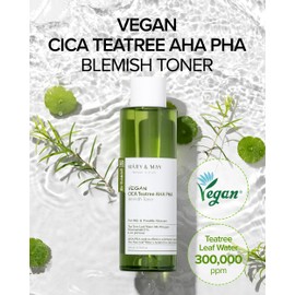 Mary&May Vegan CICA Tea Tree AHA PHA Blemish Toner - Oil Control and Skin Soothing Exfoliating Face Toner