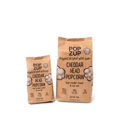 Popzup Popcorn - Popped & Seasoned by Hand with Pure and Simple Ingredients, Gluten Free and non-GMO (8 bags of Snack Size Cheddar Head)